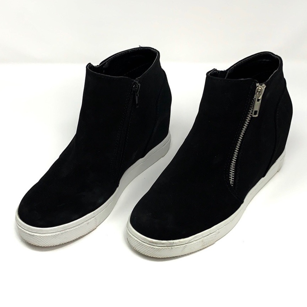 Women’s black wedge sneakers
